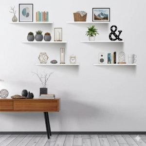 Set de 6 repisas flotantes en Rh blanco resistente a la humedad