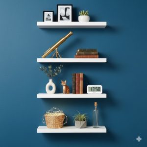 Set de 4 repisas en Rh blanco. Resistentes a la humedad